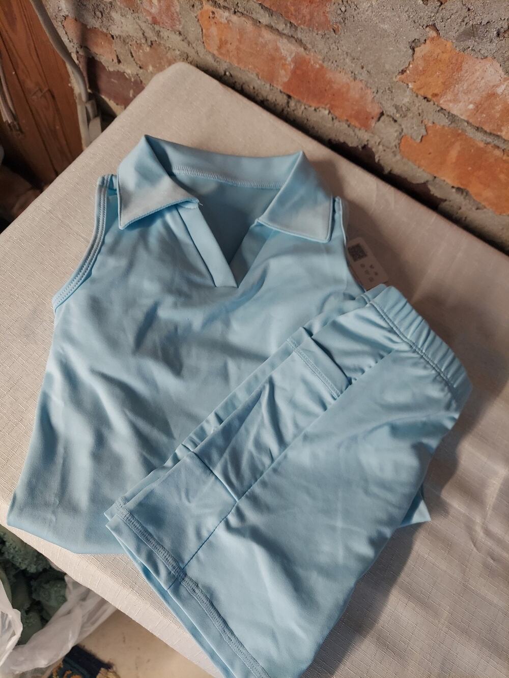 NEW Girls Sz 7/8 Light Blue Tennis Golf Dress Shorts Set Collared Activewear